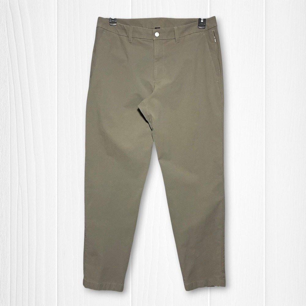 Lululemon Commission Slim Fit Warpstreme Pants Mens 34 Olive Drab Green